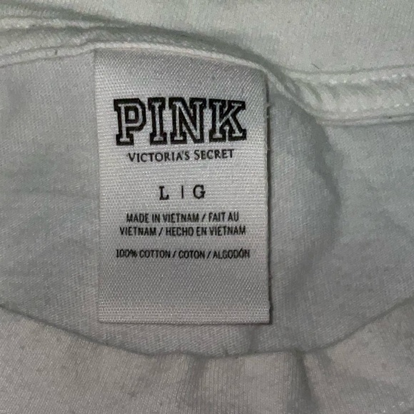 Pink Victoria’s Secret Long Sleeve Shirt Size Large Women’s White - Picture 10 of 10